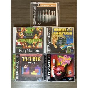 PS1 Games - Ten Pin Alley CIB, Tetris Plus, Bowling, Wheel Of Fortune, Centipede